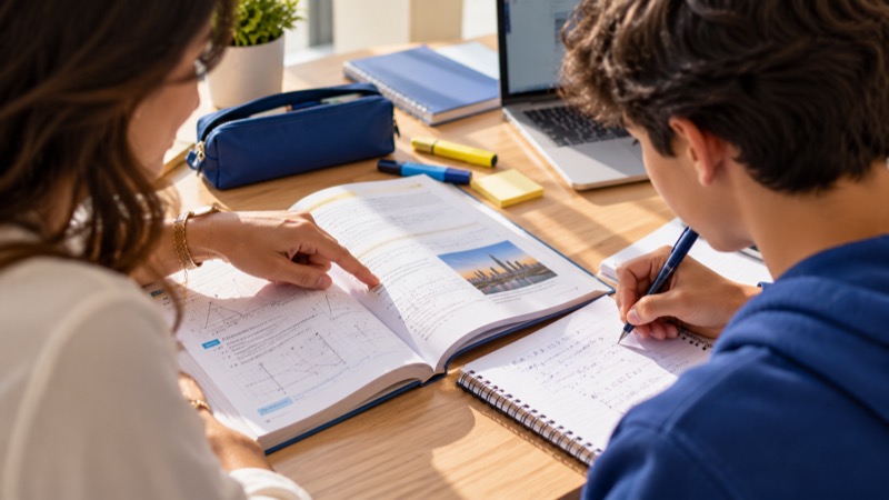 Tutor helping student